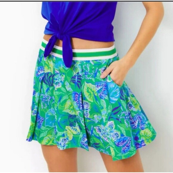 Lily Pulitzer Silvana Skirt Botanical Green in a Flutter Size S w Pocket - Picture 2 of 6